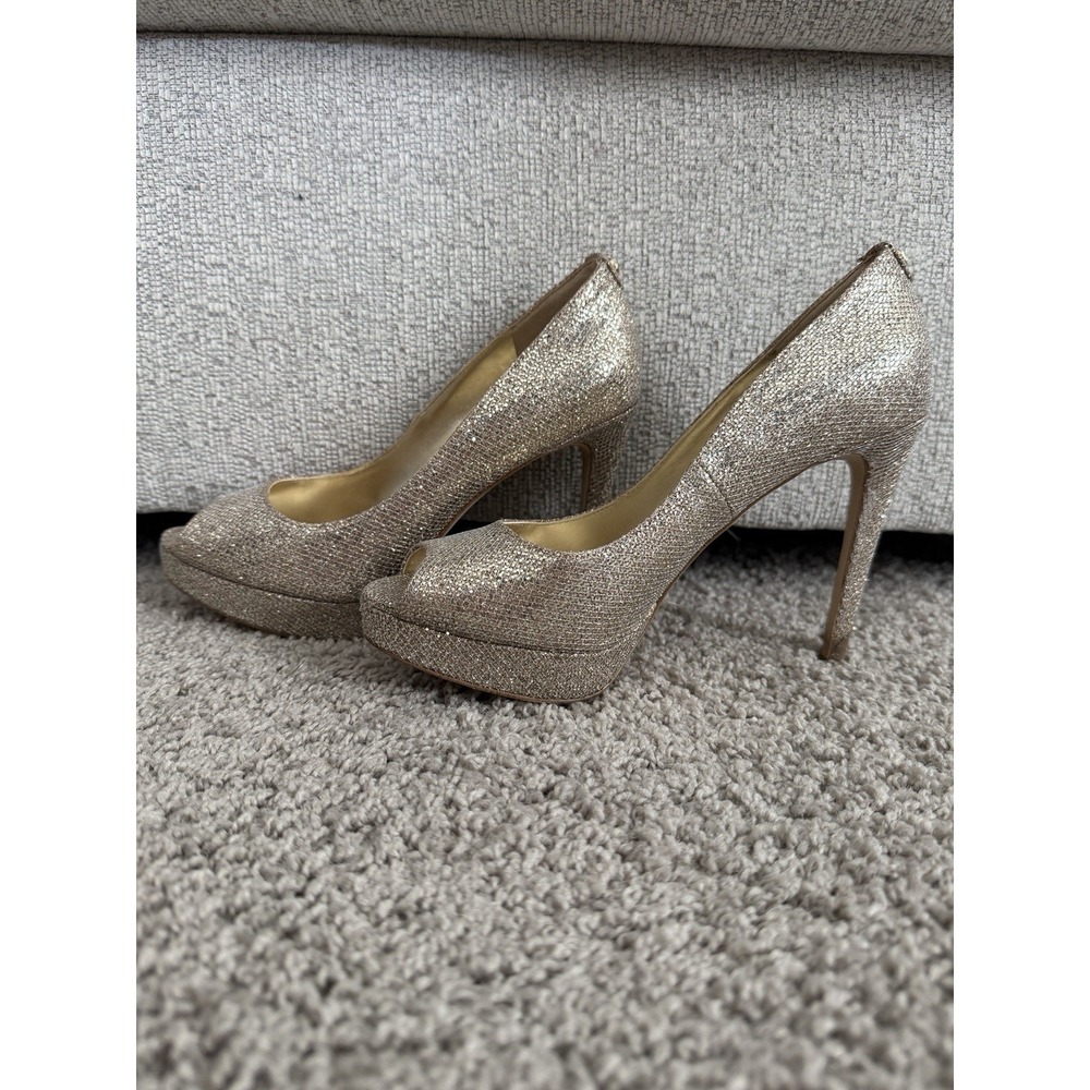 Michael Michael Kors Erika Glitter Peep Toe Platform Stiletto Pumps Sz 6.5